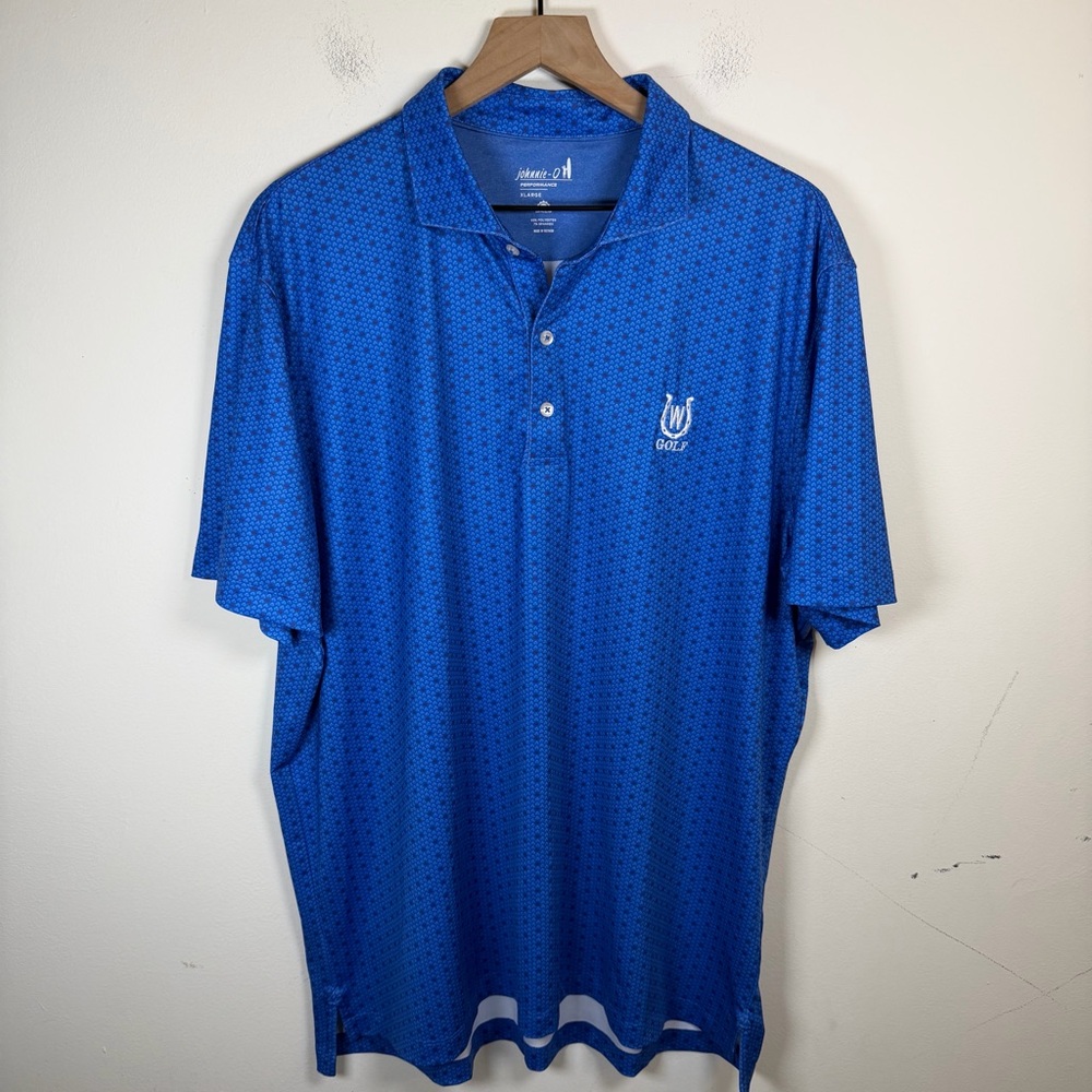 Johnnie-O Performance Polos Size XL Lot Of Two Blue Stretch Performance AOP - Picture 2 of 9